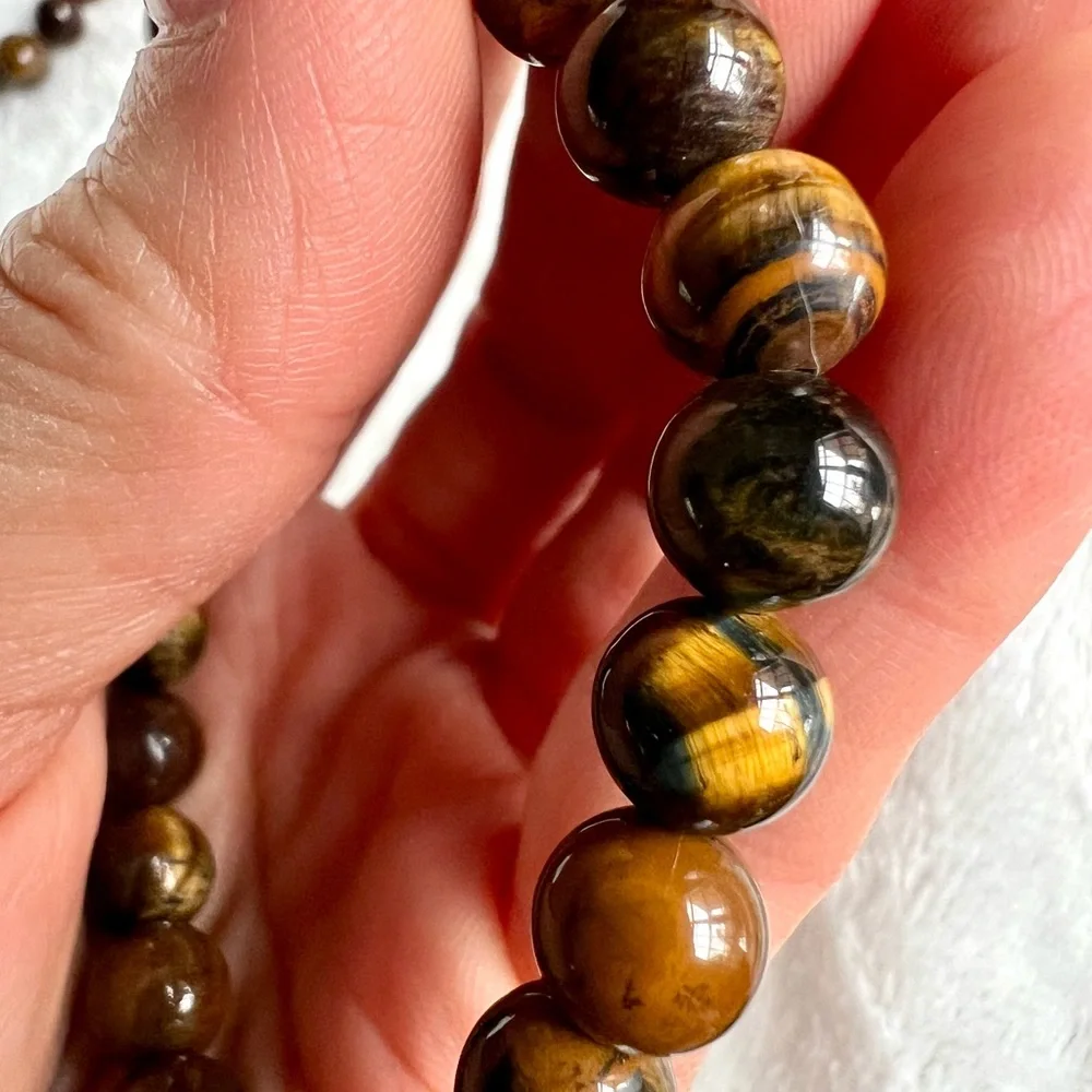 3 Bracelet Stack! Solar Chakra Tigers Eye Mala Style Set - Picture 11 of 16